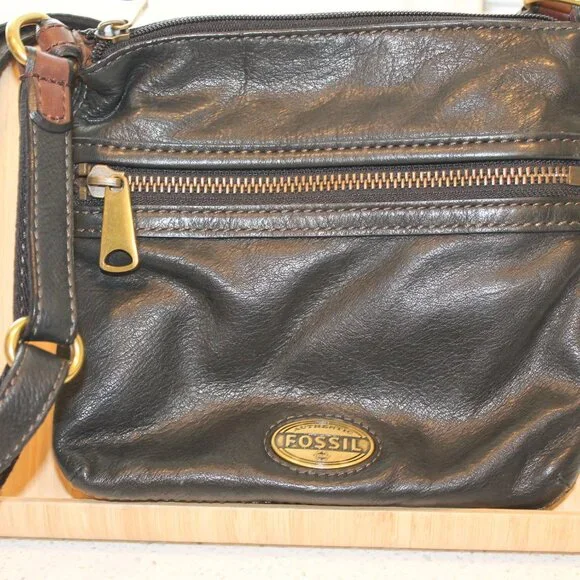 Vintage Fossil Black Leather Small Handbag - Picture 1 of 3